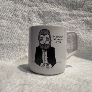 Swedish Coffee Mug  RATNA Sweden Signed “in Sweden We Call It Fika” 3.5x4”
